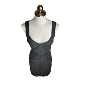 Prairie Underground Denim Bustier Mini Dress Gray Blue‎ Stitch Detail Size M